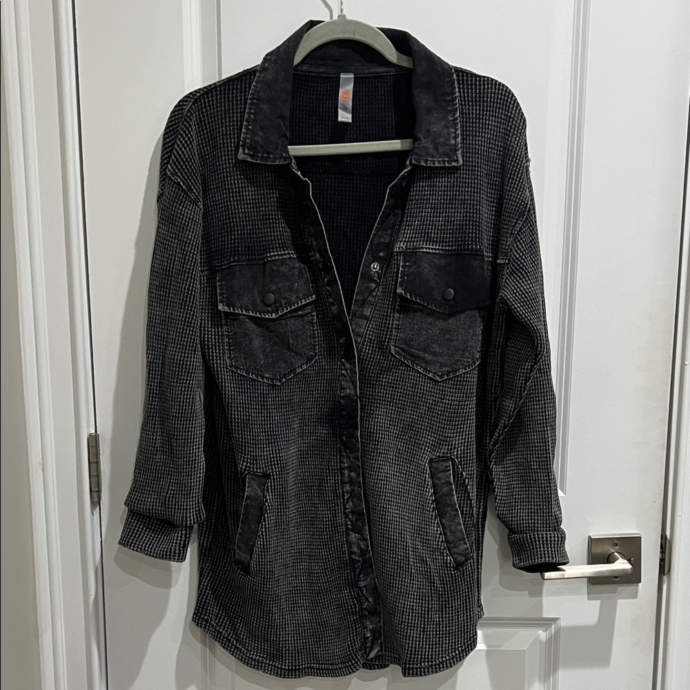 Mono B Black Textured Shacket